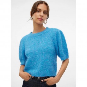 блуза,дамски,пуловери,дамски,плетени,дрехи,vero,moda,novah,ss,puff,short,sleeve,sweater,blue,(blue,jasper,melange)