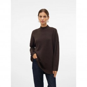 блуза,дамски,пуловери,дамски,плетени,дрехи,vero,moda,plaza,high,neck,sweater,chocolate,torte,melange