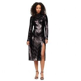 рокля,дамски,поли,и,рокли,superdry,chevron,long,sleeve,midi,dress,black