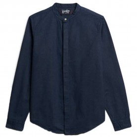 риза,с,дълъг,ръкав,мъжки,ризи,superdry,merchant,indigo,grandad,long,sleeve,shirt,indigo,micro,texture,(blue)