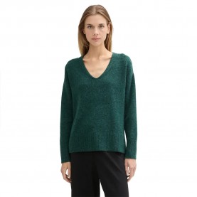 блуза,дамски,пуловери,дамски,плетени,дрехи,tom,tailor,cozy,v,neck,sweater,green,(midnight,forest,green,mélange)