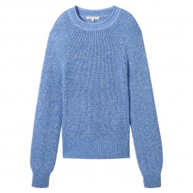 блуза,дамски,пуловери,дамски,плетени,дрехи,tom,tailor,crew,neck,sweater,sicilian,blue,melange,(blue)