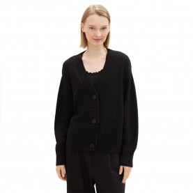 жилетка,дамски,пуловери,дамски,плетени,дрехи,tom,tailor,v,neck,cardigan,black