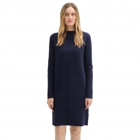 рокля,дамски,поли,и,рокли,tom,tailor,knitted,structured,long,sleeve,short,dress,blue