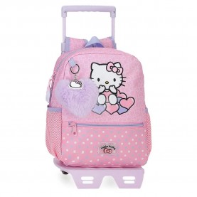 чанта,с,колела,куфари,hello,kitty,hearts,&,dots,28cm,trolley,bag,pink