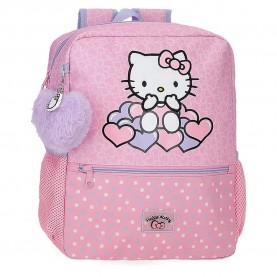 юношеска,раница,раници,hello,kitty,hearts,&,dots,33cm,junior,backpack,pink