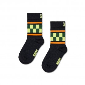 чорапи,детски,чорапи,happy,socks,checked,stripe,crew,socks,black