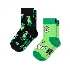 чорапи,детски,чорапи,happy,socks,dino,crew,socks,2,pairs,black,(green,black)