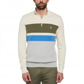 блуза,мъжки,пуловери,original,penguin,chest,stripe,half,zip,sweater,beige