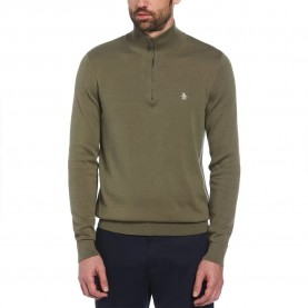 блуза,мъжки,пуловери,original,penguin,opgm9c06,half,zip,sweater,green,(dusty,olive)