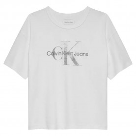 тениска,детски,тениски,calvin,klein,monologo,glitter,short,sleeve,t,shirt,white
