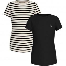 тениска,детски,тениски,calvin,klein,stripe,slim,short,sleeve,t,shirt,2,units,black