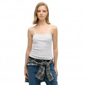 Тениска Superdry Fine Rib Cami sleeveless T-shirt - Grey (Ice Marl) тениска,дамски,тениски,superdry,fine,rib,cami,sleeveless,t,shirt,grey,(ice,marl)