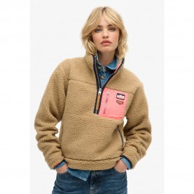блуза,дамски,блузи,superdry,vintage,retro,half,zip,sweatshirt,classic,tan,brown,(brown)