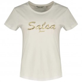 тениска,дамски,тениски,salsa,jeans,lurex,embroidery,branding,short,sleeve,t,shirt,white,(white)