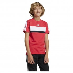 Тениска Adidas Seasonal Essentials Tiberio 3 Stripes short sleeve T-shirt - Red (Pure Ruby / White) тениска,детски,тениски,adidas,seasonal,essentials,tiberio,3,stripes,short,sleeve,t,shirt,red,(pure,ruby,white)