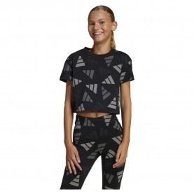 Тениска Adidas Seasonal Essentials Logo Celebration Crop short sleeve T-shirt - Black (Black) тениска,детски,тениски,adidas,seasonal,essentials,logo,celebration,crop,short,sleeve,t,shirt,black,(black)