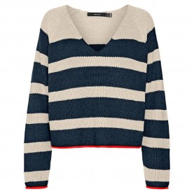 сако,дамски,пуловери,дамски,плетени,дрехи,vero,moda,fabulous,v,neck,sweater,white,blue,(navy,blazer,stripes,w.,birch,fiery,red,contrast)