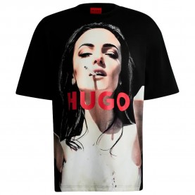 Тениска HUGO Duwedie 01 short sleeve T-shirt - Black (Black) тениска,мъжки,тениски,дамски,тениски,hugo,duwedie,01,short,sleeve,t,shirt,black,(black)
