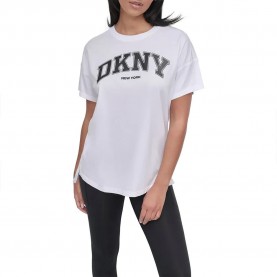тениска,дамски,тениски,dkny,arched,varsity,glitter,logo,short,sleeve,t,shirt,white