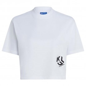 тениска,дамски,тениски,karl,lagerfeld,reg,cropped,monogram,short,sleeve,t,shirt,white