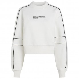 блуза,дамски,блузи,karl,lagerfeld,relaxed,crop,piping,sweatshirt,white