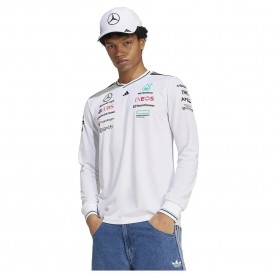 Тениска Adidas Mercedes AMG Petronas F1 Team long sleeve T-shirt - White (White / Black) тениска,мъжки,тениски,adidas,mercedes,amg,petronas,f1,team,long,sleeve,t,shirt,white,(white,black)