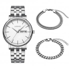 часовник,часовници,lugano,concord,gift,set,l0097,watch,silver