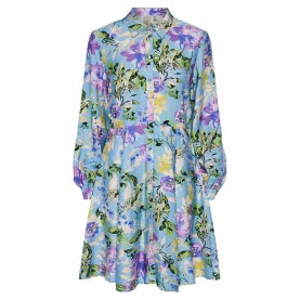 рокля,дамски,поли,и,рокли,yas,kaya,long,sleeve,short,dress,blue