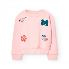 Поларена блуза Boboli Fleece sweatshirt - Pink (Flamingo 1) поларена,блуза,детски,блузи,boboli,fleece,sweatshirt,pink,(flamingo,1)