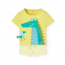 Boboli Knit Combined short sleeve set - Yellow (Anise) детски,екипи,boboli,knit,combined,short,sleeve,set,yellow,(anise)