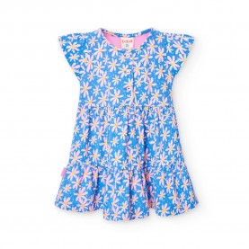 Рокля Boboli Knit sleeveless dress - Blue (Daisy Print) рокля,дамски,поли,и,рокли,boboli,knit,sleeveless,dress,blue,(daisy,print)