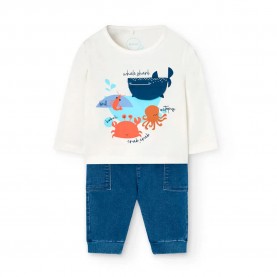 Boboli Knit long sleeve set - White (Chemical White) детски,екипи,детски,облекла,за,момчета,boboli,knit,long,sleeve,set,white,(chemical,white)