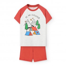 пижама,детски,пижами,boboli,knit,short,sleeve,pyjama,clay,(white)