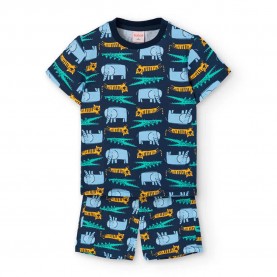 пижама,детски,пижами,boboli,knit,short,sleeve,pyjama,incredible,wild,print,(blue)