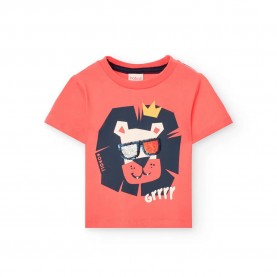 Тениска Boboli Knit short sleeve T-shirt - Pink (Watermelon 5) тениска,мъжки,тениски,дамски,тениски,boboli,knit,short,sleeve,t,shirt,pink,(watermelon,5)