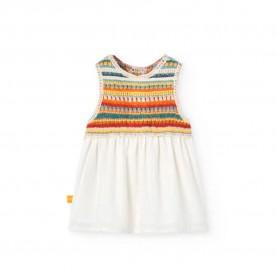 блуза,детски,поли,и,рокли,boboli,knitwear,combined,dress,chemical,white,(white)