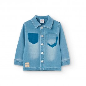 риза,с,дълъг,ръкав,детски,ризи,boboli,over,denim,knit,long,sleeve,shirt,blue,(bleach,wash)