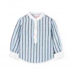 риза,с,дълъг,ръкав,детски,ризи,boboli,linen,striped,long,sleeve,shirt,navy,bicolor,list,(blue)