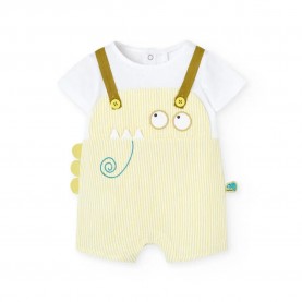 детски,пижами,boboli,poplin,striped,short,sleeve,pelele,yellow,(bicolor,anise,list)