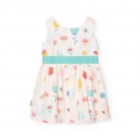Рокля Boboli Satin sleeveless dress - White (Garden Print White Background) рокля,дамски,поли,и,рокли,boboli,satin,sleeveless,dress,white,(garden,print,white,background)
