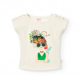 Тениска Boboli Stretch Knit short sleeve T-shirt - Beige (Chemical White 3) тениска,мъжки,тениски,дамски,тениски,boboli,stretch,knit,short,sleeve,t,shirt,beige,(chemical,white,3)