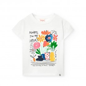 Тениска Boboli Stretch Knit short sleeve T-shirt - White (White) тениска,мъжки,тениски,дамски,тениски,boboli,stretch,knit,short,sleeve,t,shirt,white,(white)