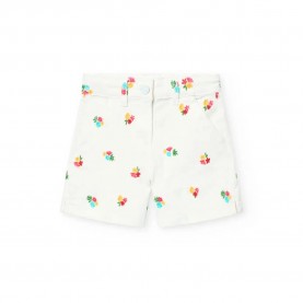 Къси панталони Boboli Twill Floral shorts - White (White) къси,панталони,мъжки,панталони,дамски,панталони,boboli,twill,floral,shorts,white,(white)