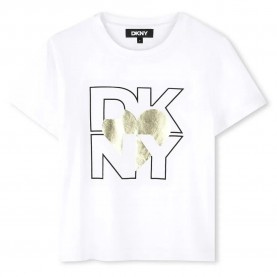 тениска,детски,тениски,dkny,d62305,short,sleeve,t,shirt,yellow,gold,(white)