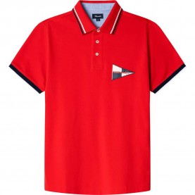 мъжки,блузи,с,яка,façonnable,chest,coll,print,short,sleeve,polo,poster,red,(red)