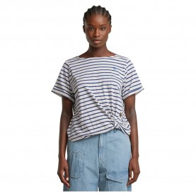 Тениска G-Star Striped Knot short sleeve T-shirt - White (Light Chalk / Mid Blue Stripe) тениска,дамски,тениски,g,star,striped,knot,short,sleeve,t,shirt,white,(light,chalk,mid,blue,stripe)