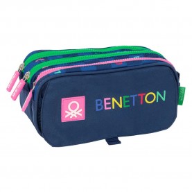 канцеларски,принадлежности,safta,big,triple,benetton,damero,pencil,case,blue,(multicolor)