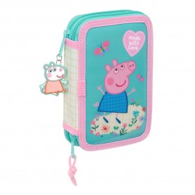 канцеларски,принадлежности,safta,double,filled,peppa,pig,pretty,flowers,pencil,case,28,pieces,blue,(multicolor)
