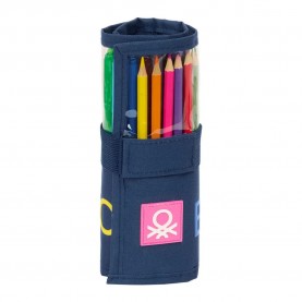 канцеларски,принадлежности,safta,roll,up,with,benetton,damero,pencil,case,27,pieces,blue,(multicolor)